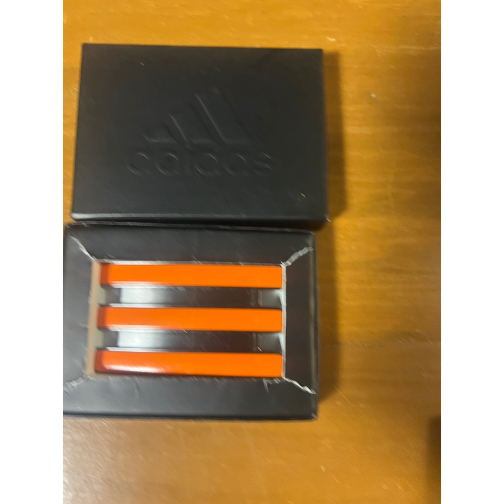 Adidas Golf Belt Buckle Silver Orange 3-Stripe Enamel Interchangeable New in Box